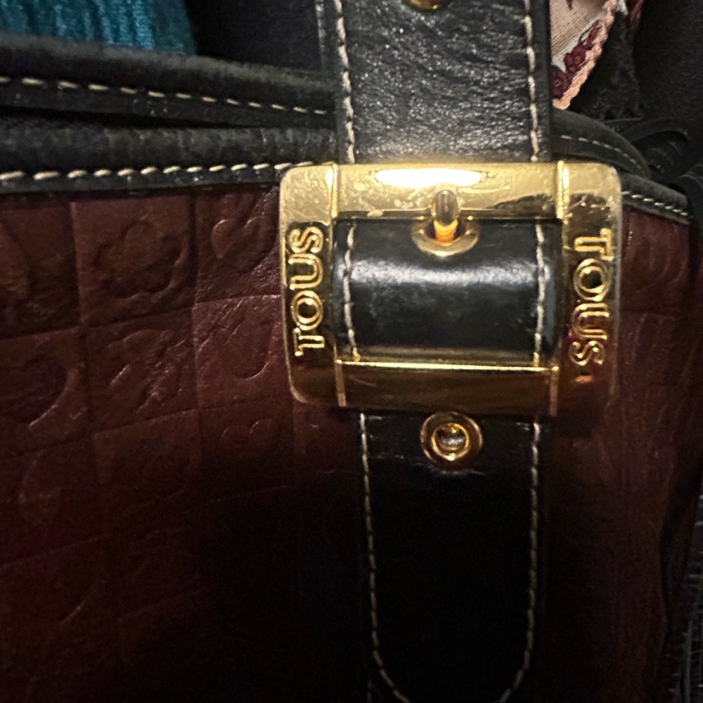 Tous Brown and Black Croc-Embossed Leather Tote - Picture 2 of 8